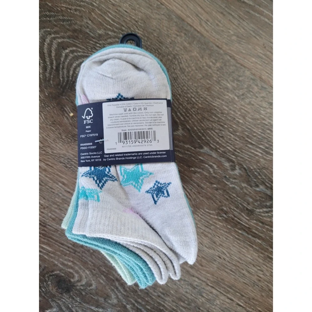 GAP‎ Kids Girls Cotton Low Cut Socks 8 Pairs Shoe Size 7-10 Stars #HH